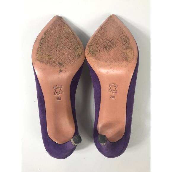 Tory Burch Greenwich Pump Women's 7 Purple Suede Stiletto Heels Chic Formal Bold - Picture 8 of 10